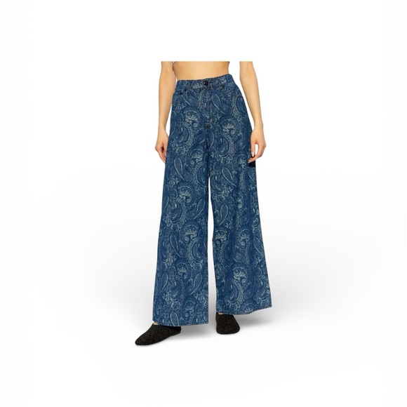 Rag & Bone Blue Paisley High-Rise Ankle Pants - Picture 2 of 9